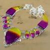 Natural Carved Bi-Color Tourmaline Chain Adjustable Necklace 925 Silver