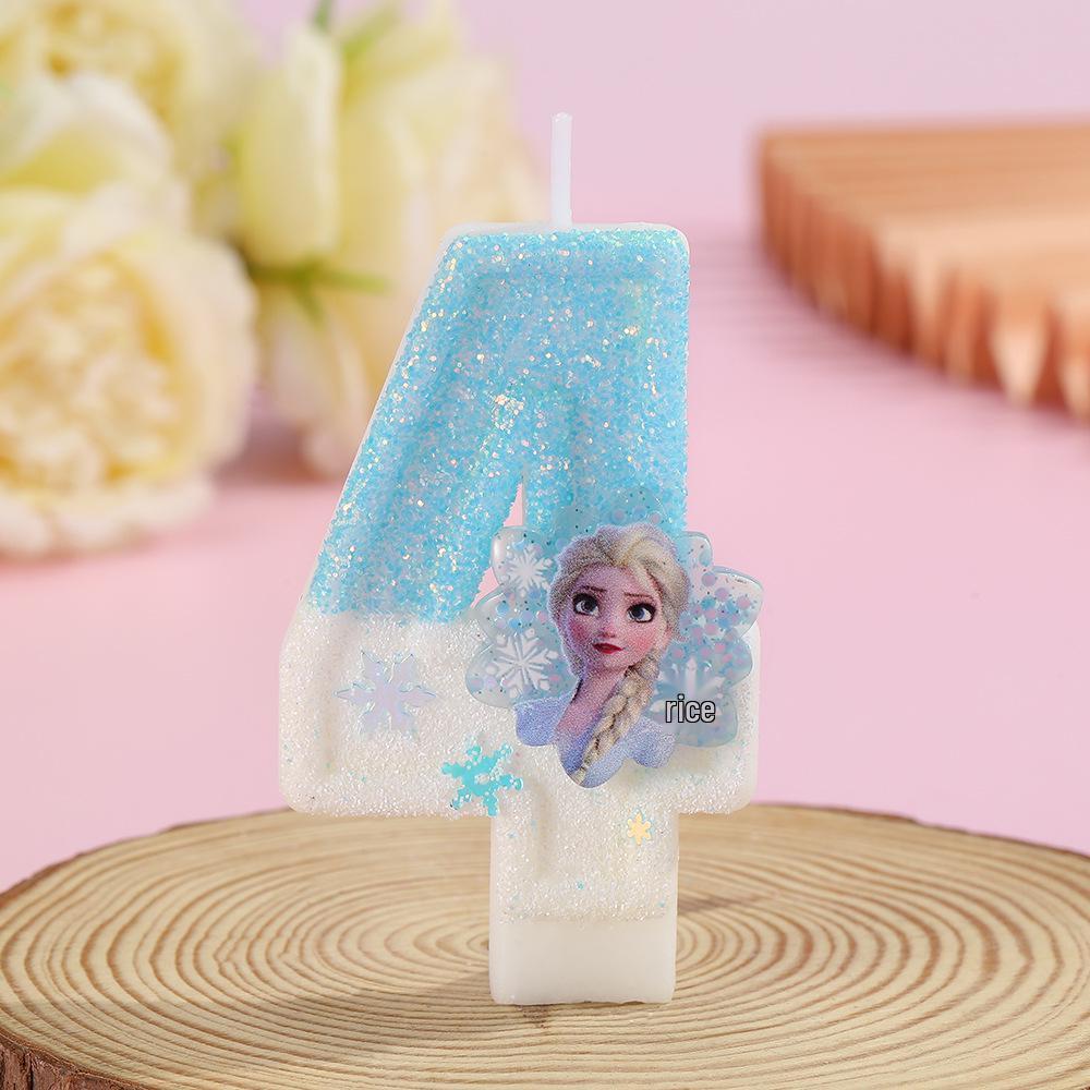 

Princess Number Candles (0-9) for Children s Birthday Cake Decoration Elsa Princess Blue