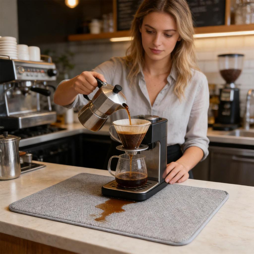 Quick Drying Kitchen Mat Microfiber Absorbent Non-Slip Kitchen Drying Mats for Home Sink Countertops Utensils Cups Bottles