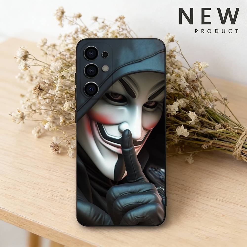 A-Anonymous Hacker  Phone Case For Samsung S26,25,24,23,22,21,20,30,Ultra,Plus,Fe,Lite Black Shell Samsung S22plus5G