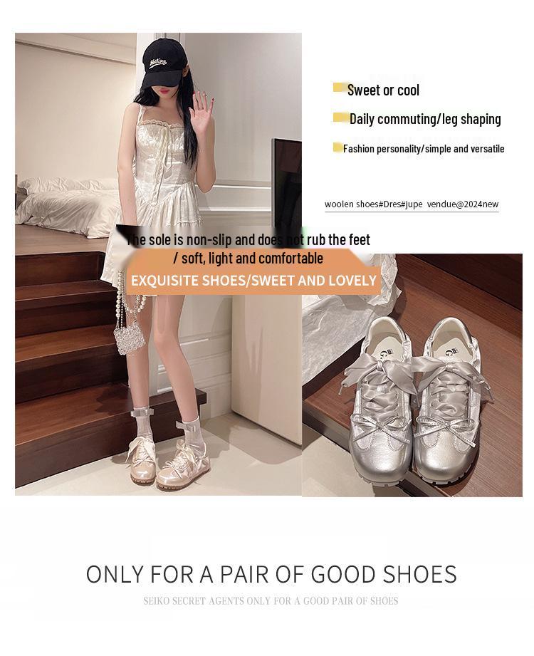 2024 Lente/Zomer Dames Roze Strik Zachte Zool Flats - Veelzijdige Casual Ballerina's