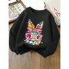 European Sizes Kids' Round-Neck Hoodie | Floral Pattern with Bright Colors, , Sportswear and Casual Wear, Soft and Comfortable,  Playful Design