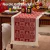 Household Rectangle Christmas Table Runner Thickened Christmas Tree Printed Elks Tablecloth Long Red Table Cover Coffee Table