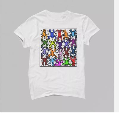 26 Keith Haring Multi-Color Acrobats White Short Sleeved T-Shirt Unisex T-Shirt