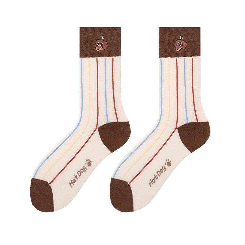 

Women Socks Cartoon Cat Dog Japanese Kawaii Cute Middle Tube Socks Women Autumn and Winter Retro Long Socks