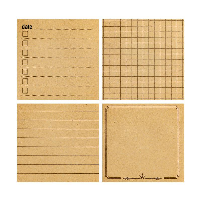 Kraft Paper Tearable Memo Pad - Reusable Grid Student Sticky Notes