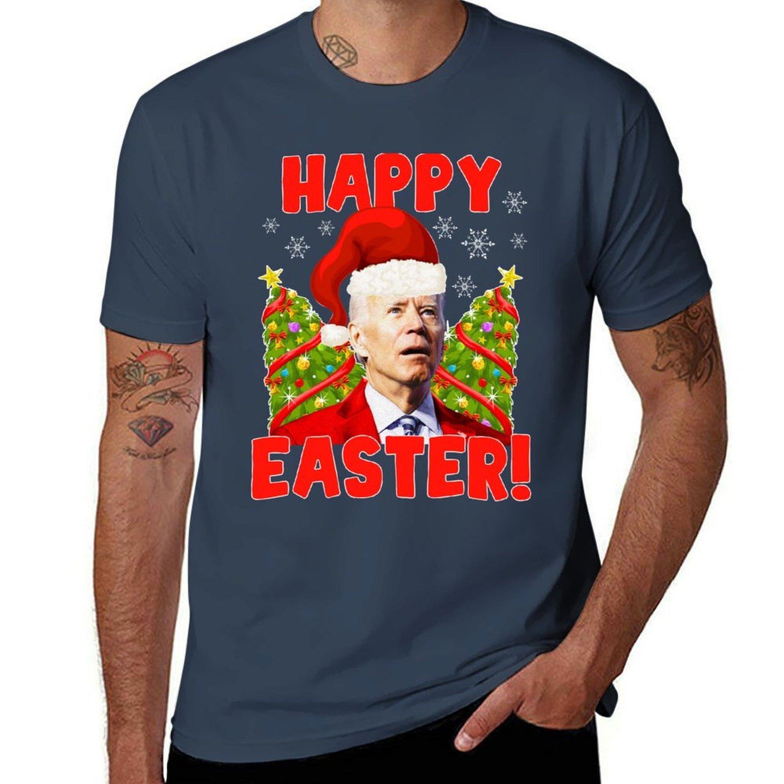 Ugly Holiday Sweaters - Merry Christmas, Happy Easter Biden Christmas, Santa Claus 2021, Tree Reindeer, Funny Snowman, E T-Shirt S