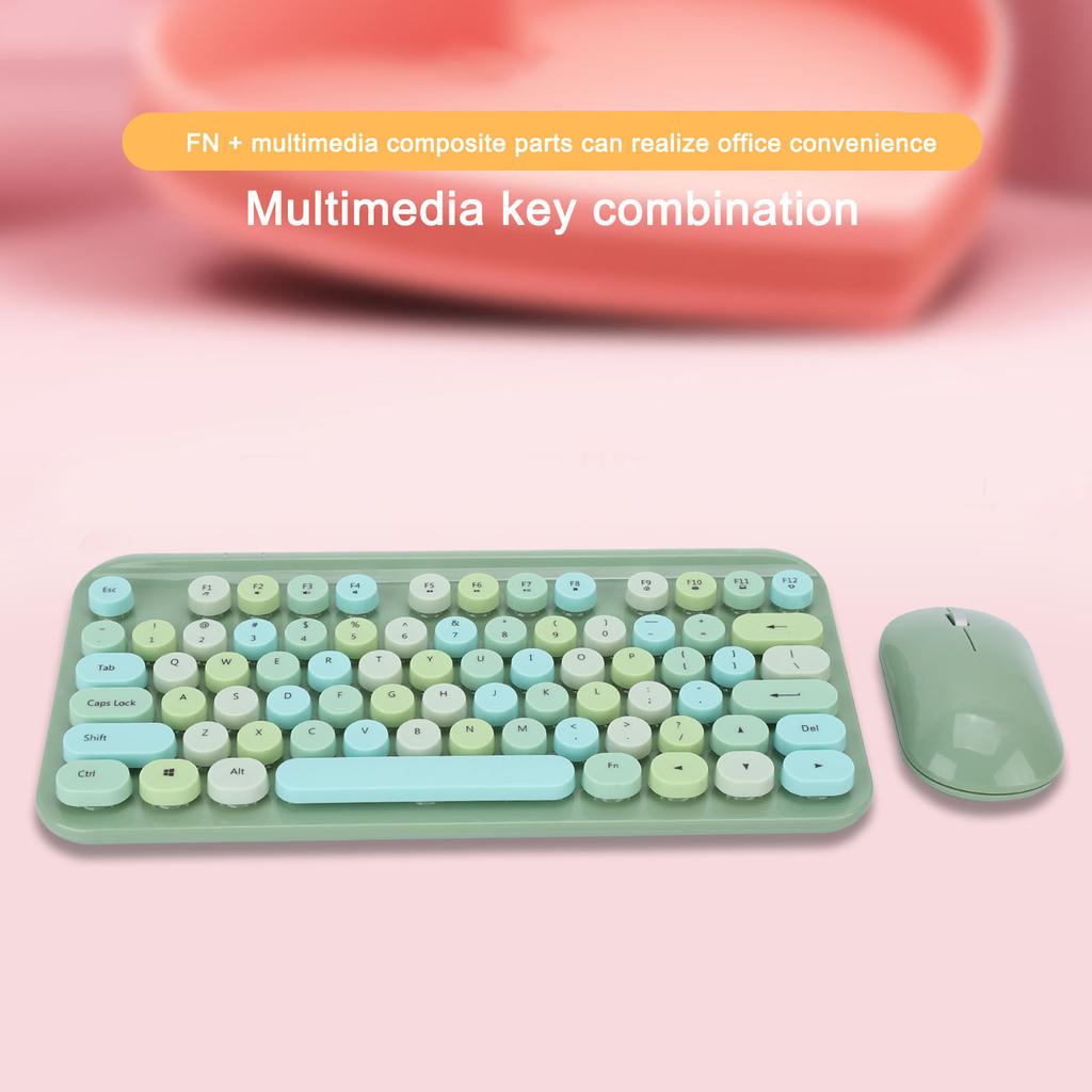 USB Keyboard Mouse 2.4GHz Wireless Ergonomic Retro 75 Keys Full Size Gaming Keyboard Mouse Set for Computer Laptop