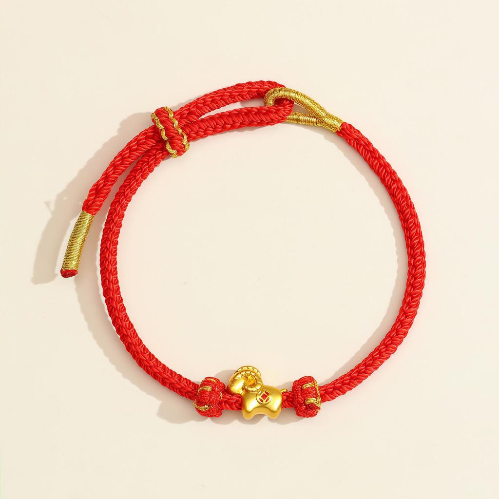 2026 Anul Zodiacal al Calului Brățară Roșie: Sfoară împletită handmade Ben Ming Nian pentru noroc