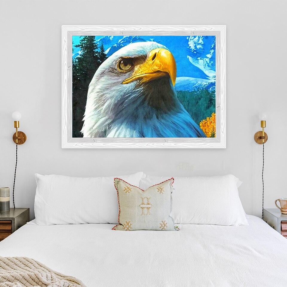 New 5D DIY Diamond Painting Eagle Head Diamond Embroidery Animal Cross Stitch Full Round Drill Home Decor Manual Art Gift