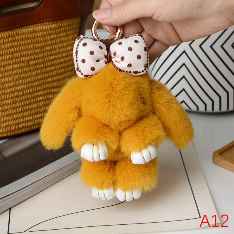 Mini Rabbit Hair Bow Pendant Bag Strap Car Key Chain Cute Bunny Couple Pendant Cute Keychain Key Chains