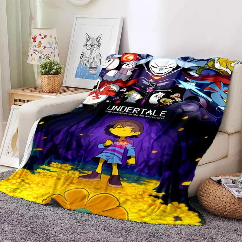 Funny U-Undertale Sans 3D Print Blanket Super Soft Warm Fleece Throw Blanket for Underground Legend Game Sofa Bed