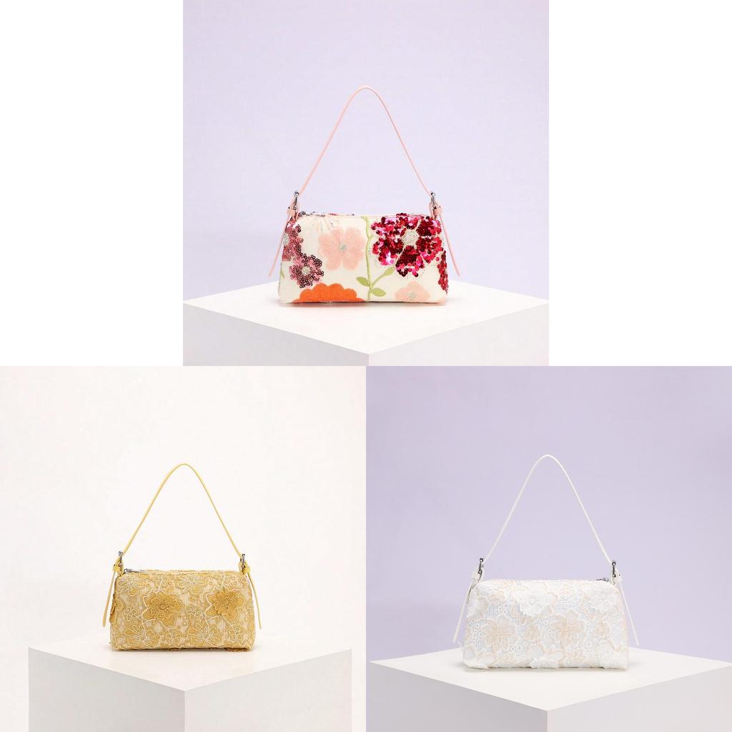 Borsa a mano in PVC con paillettes per donna con chiusura a zip per l'uso quotidiano