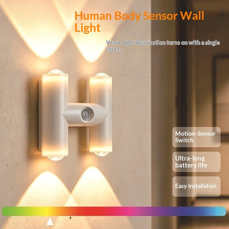 Rgb Gradient Motion Sensor Night Light Rechargeable Wall Sunset Lamp Spotlight Magnetic Ambient Light For Bedroom Hallway Stairs