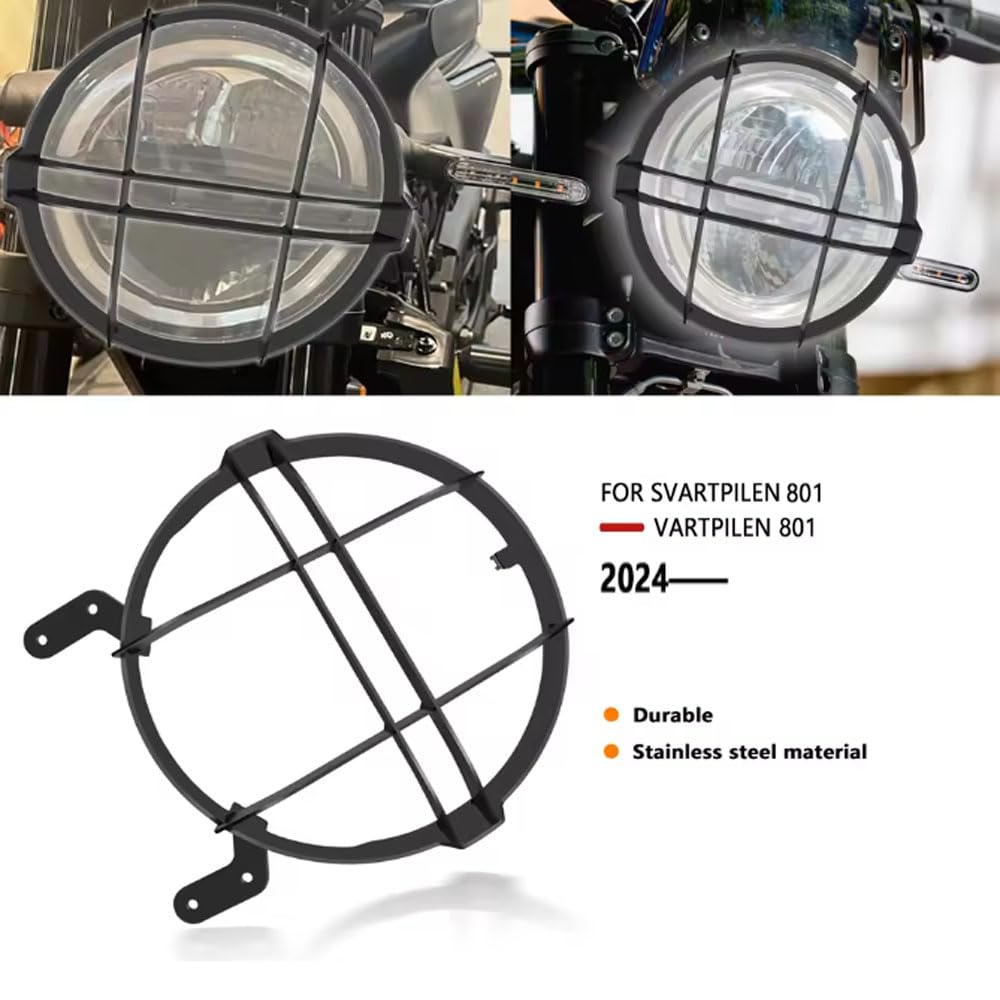 Headlight Protector for SVARTPILEN 801 (2024) Motorcycle Headlight Cover, Headlight Guard, Grille Guard [Parallel Import]