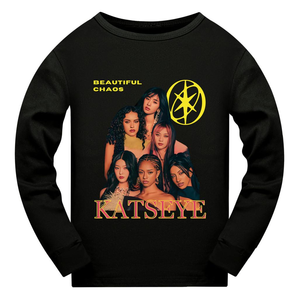5346 Mädchen Kinder KATSEYE Print Rundhals Langarm T-Shirt
