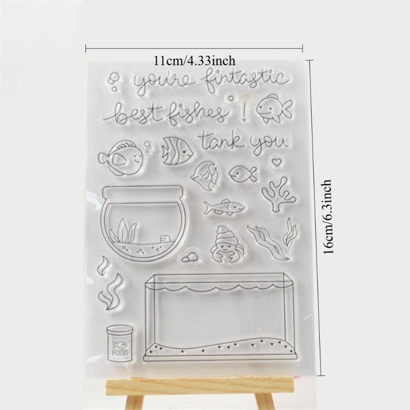 2Pcs Silicone Stamp Seal for DIY Scrapbooking Photo Album Decorative Fish Tank Transparent Stamps