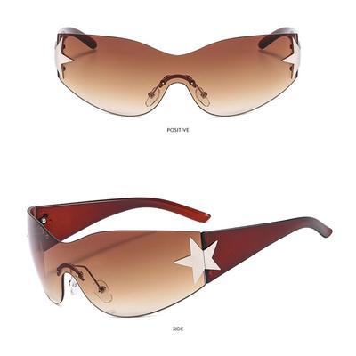 Óculos de sol Y2K sem aro grande, feminino e masculino, óculos de sol envolventes da moda, punk, óculos de sol esportivos de uma peça