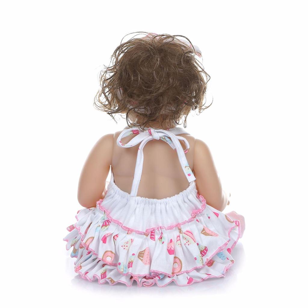 NPK 47cm Newborn Bebe Doll Reborn Baby Girl  Doll In Tan Skin Full Body Silicone Bath Toy  Dolls
