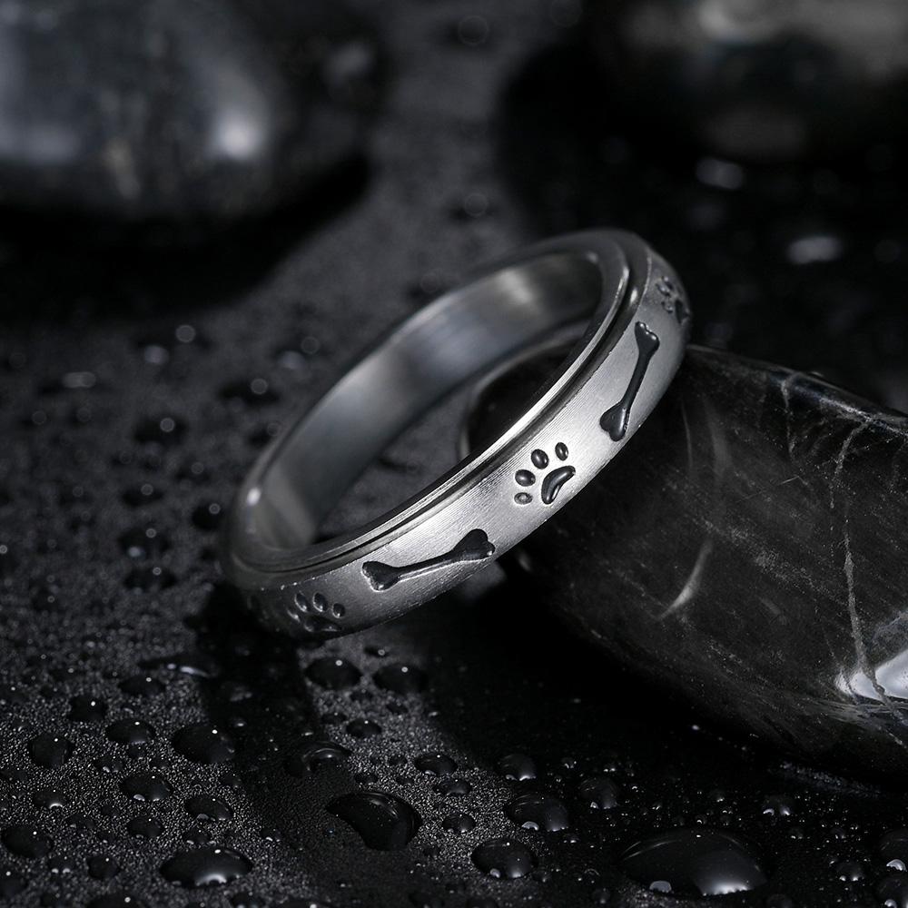Anxiety Ring For Women Men Footprint  Rotate Rings 2023 Trend Punk Rings   Stainless Steel Anti Stress Ring Gift