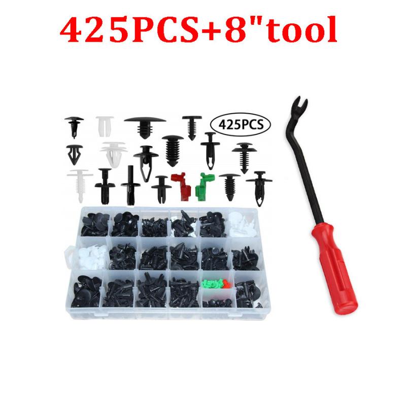New Cars Mixed Fastener Clip Plastic Door Bumper Fender Liner Sealing Strip 425+Tool