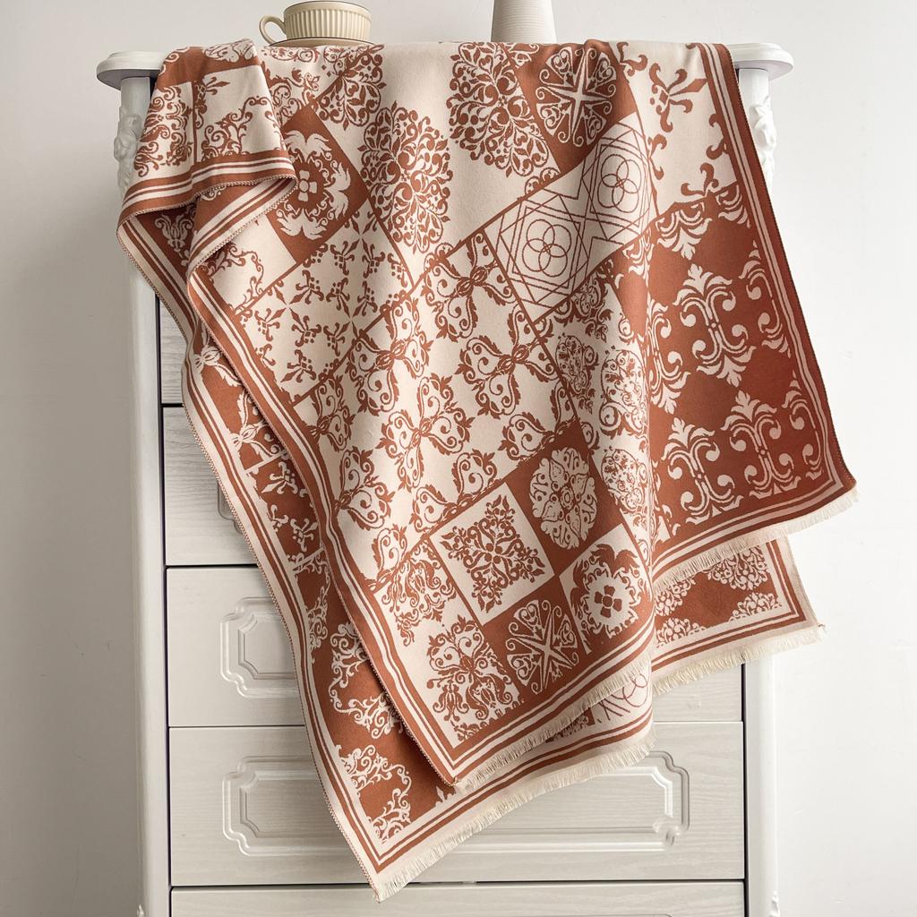 High end Scarf for Women in Winter Light Luxury and Warm Imitation Cashmere Shawl with Square Double Sided Scarf New Style