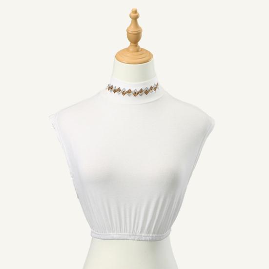 Fake Collar Half High Collar Rhombus Rhinestones Decor False Collar Breathable Elastic Collar Attachment