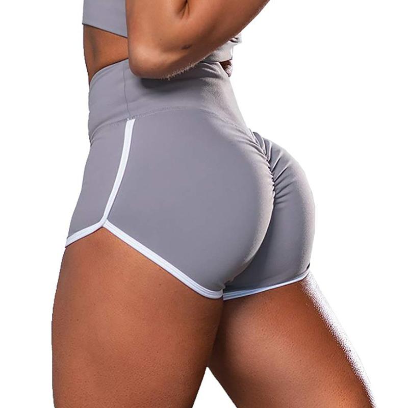 1Pc Gym Casual Fitness Solid Color Hip Elastic Yoga High Waist Shorts Tight-fitting