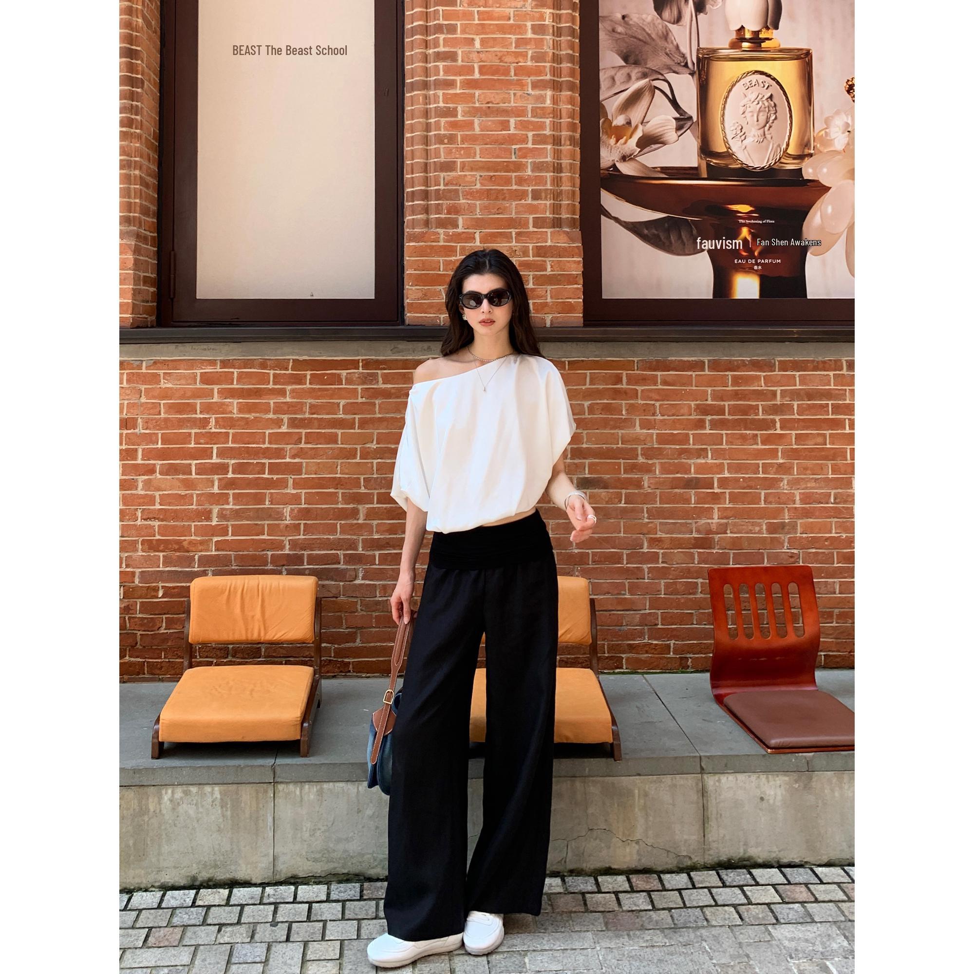

Wide-Leg Linen Lyocell Pants | Women s Loose Flared Casual Trousers Extra Large чёрный