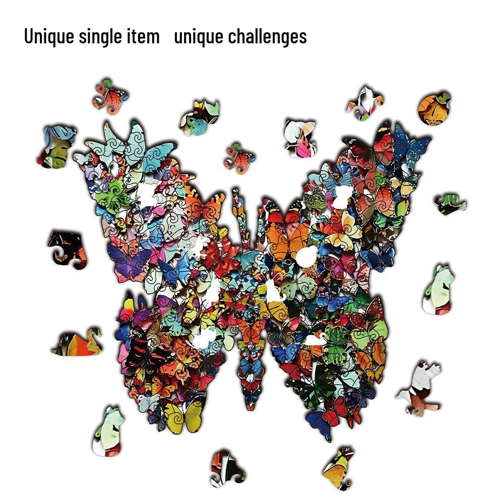 HOOLOOG Irregular Butterfly Wooden Puzzle & DIY Piggy Bank Gift