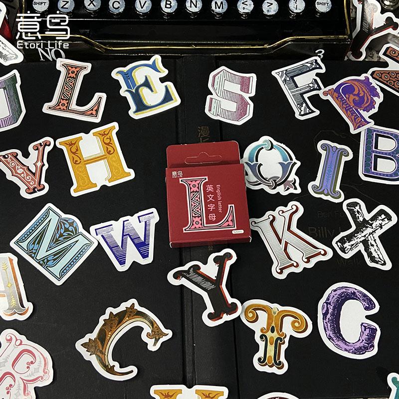 

Journamm 52pcs/lot Vintage Letters Mini Box Stickers Scrapbooking Junk Journal Creative Stationery Decorative Sealing Stickers