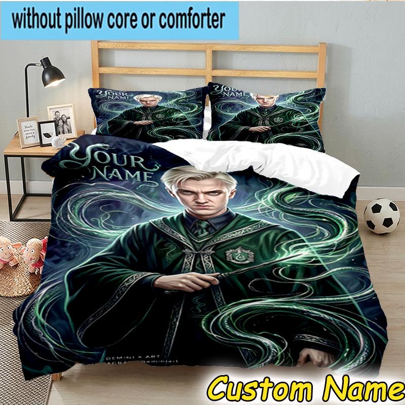 3pcs Custom Name Seek Hallows Witch Bedding Set Includes 1 Duvet Cover & 2 Pillowcases for All Seasons Dormitory Home Decor Christmas gifts