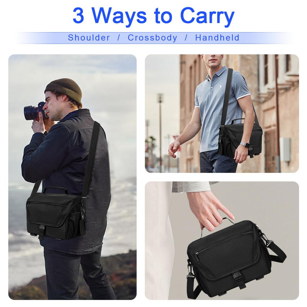 Camera Storage Bag Waterproof Lightweight Design Multiple Compartment Storage Adjustable Shoulder Strap Durability Polyester