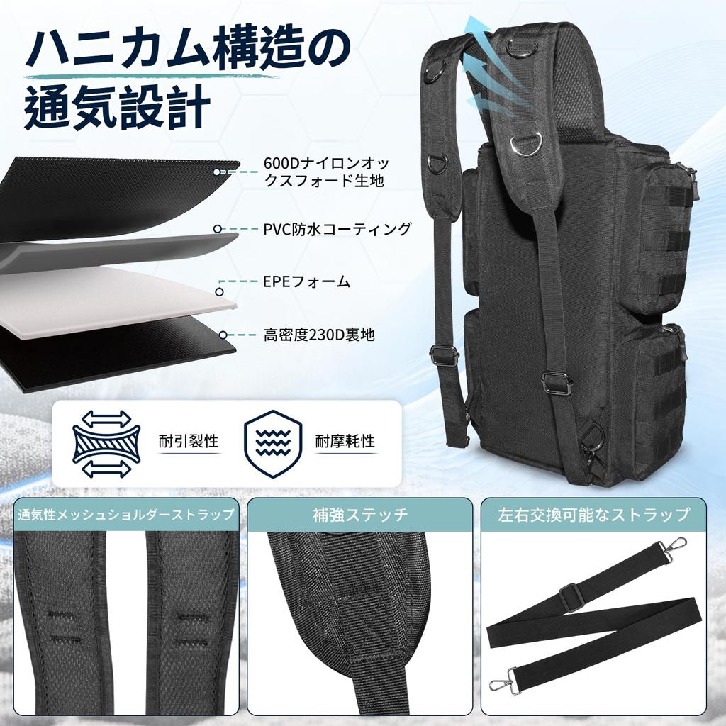 Fishing 25L Large Fishing Tackle Rod 8 Carrying 600D Oxford Tackle Outdoor [ARUISIFX] Bag, Capacity, Bag, Holder, Methods, Fabric, Water-Repellent,