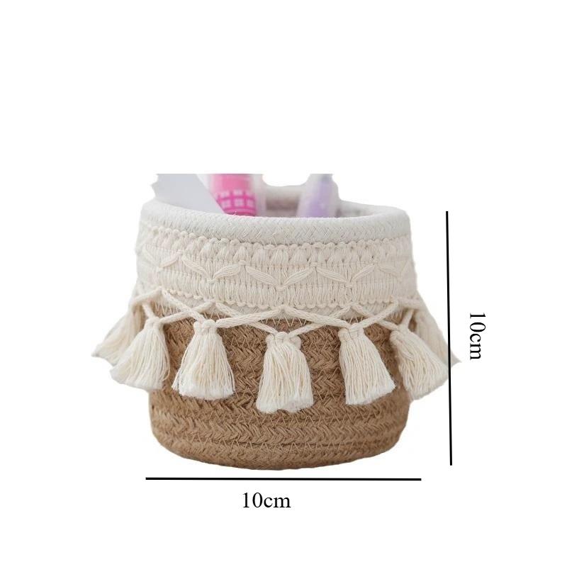 Handmade Woven Cotton Rope Woven Storage Basket Desktop Organizer Sundries Toys Comestics Keys Snacks Box Sundries Organizer