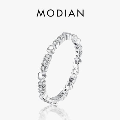 Modian 925 Sterling Silver Hearts Stackable Finger Rings For Women Vintage Party Accessories Fine Jewelry