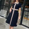 ZANZEA Women Casual Splice Turn Down Collar Loose Short Sleeve Dress