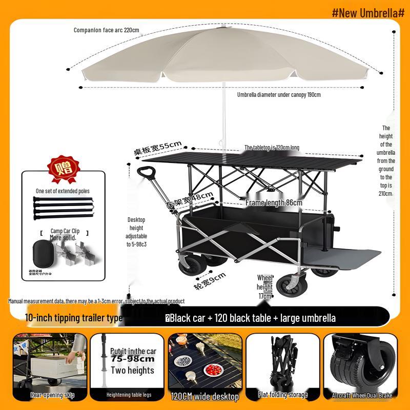 Heavy-Duty Outdoor Utility Wagon with Adjustable Canopy