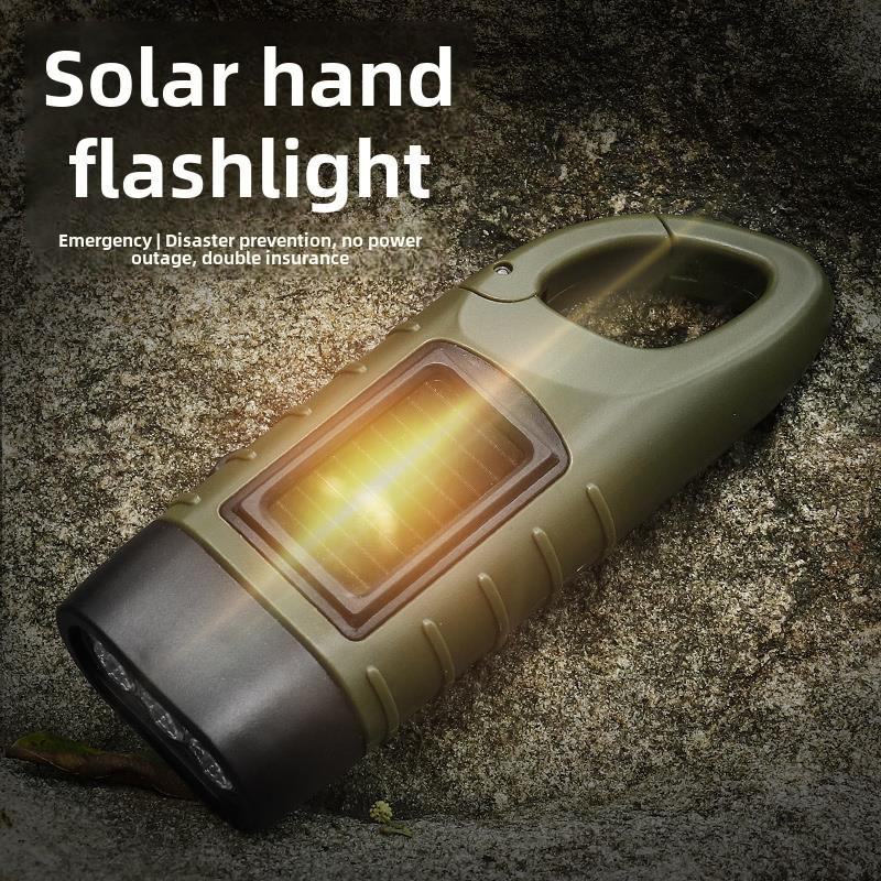 Portable Multi-Function Solar-Powered LED Emergency Flashlight with Hand Crank