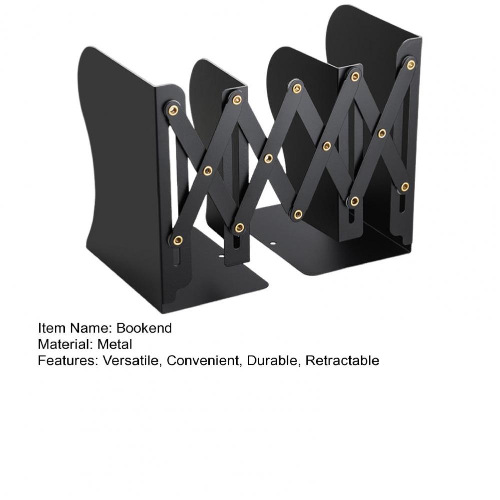 20cm Metal Bookend Retractable Desktop Book Stand Space-saving Book Organizer Holder Stable Book Rack For Home School Office