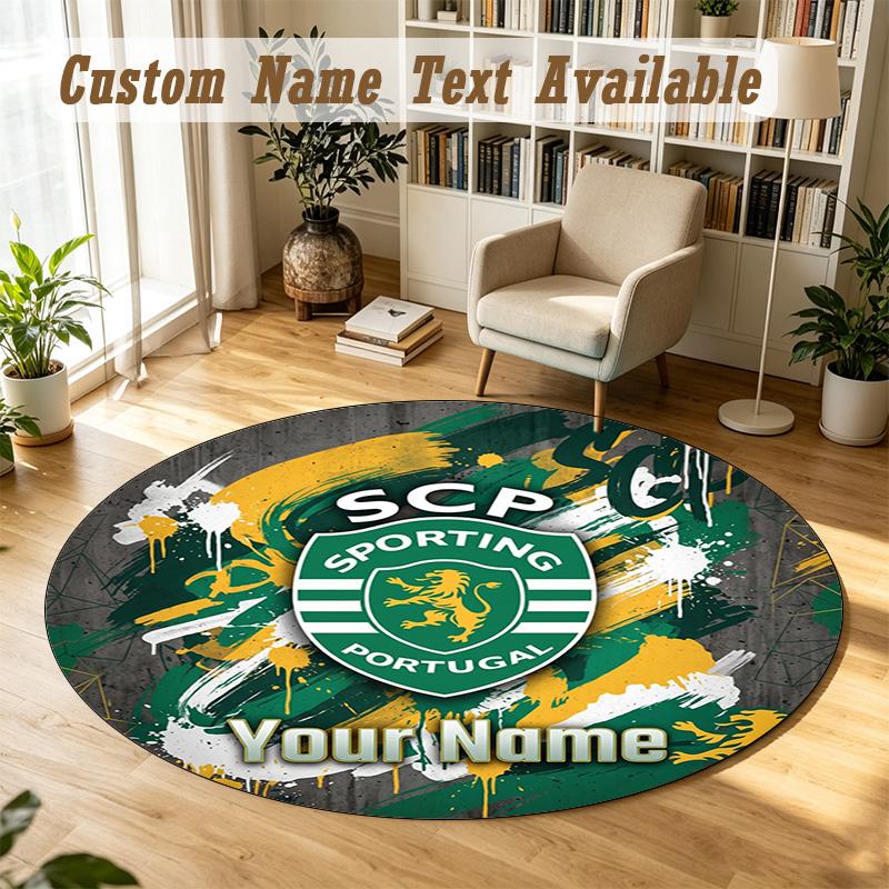 Round Rug Custom NameSporting CP Pattern Non Slip Carpet Home Floor Decor