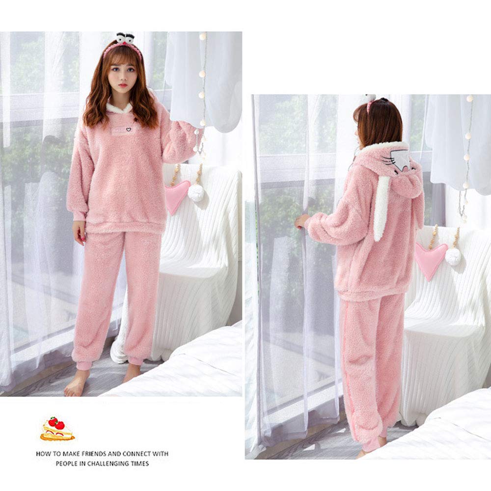 SYitong Long Sleeve Loungewear Cute Bear Fluffy Flannel Warm and Perfect for and Cute Rabbit Print Soft and Comfortable Size Women's Set, Design,