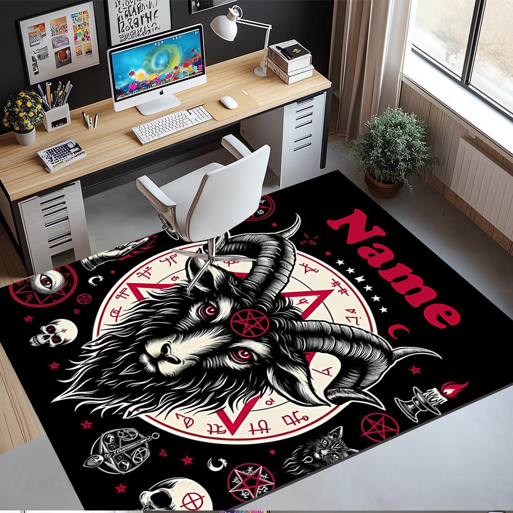 Custom Name Goat Printed Carpet,Rug for Office Chair Living Room Bedroom Kitchen Room Decor Gifts.