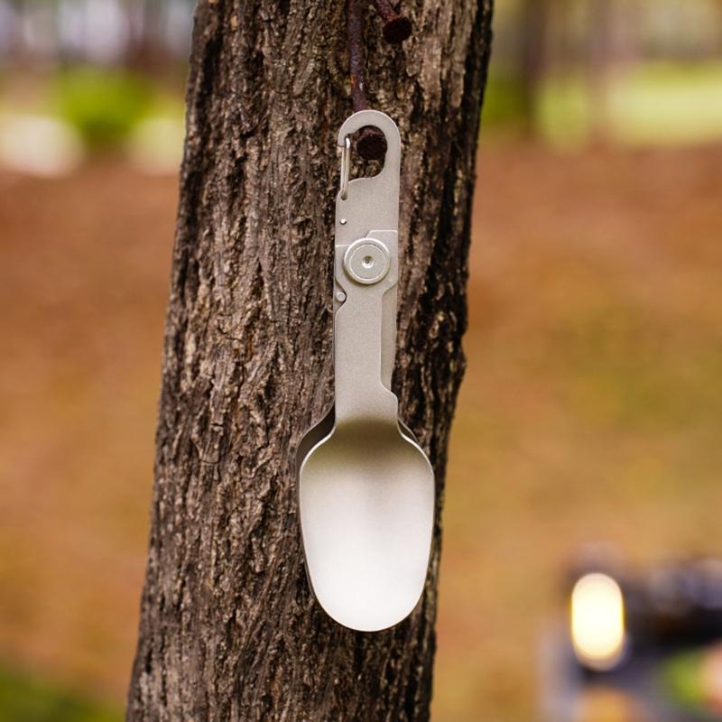 Double Head Titaniums Camping utensils Foldables Spoon Fork for Outdoor Adventures Backpacking Lightweight Terse Gear