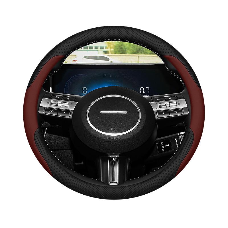 11th Gen Sonata Genuine Leather No-Sew Steering Wheel Cover