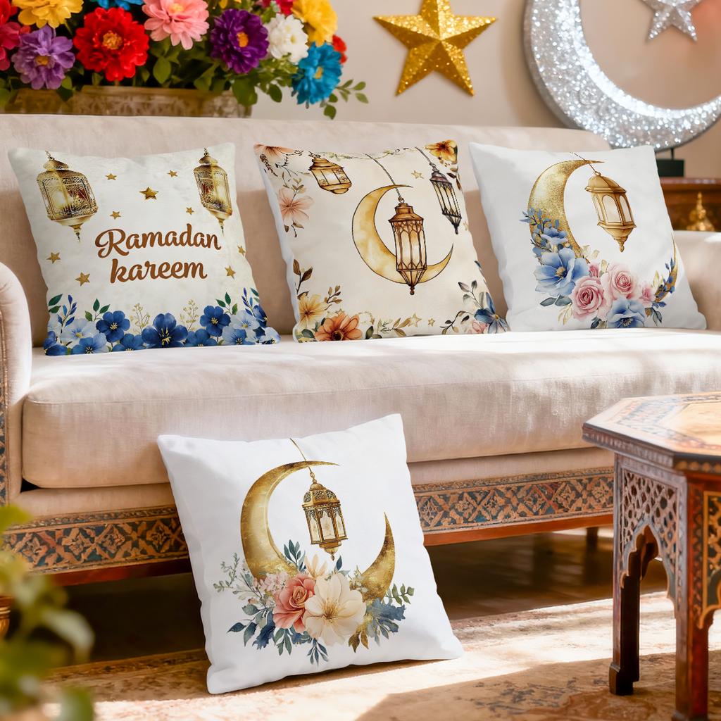 Ramadan Lantern Moon Pillowcase Printed Polyester 40/45/50Cm Throw Pillowcover Decorative Sofa Cushion Pillowslip Home Decor