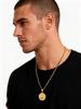 Vinage Sun Radiance Necklace for Men Boys,Gold Plated Stainless Steel Round Pendant Necklace,Hip-hop New Jewelry Gift