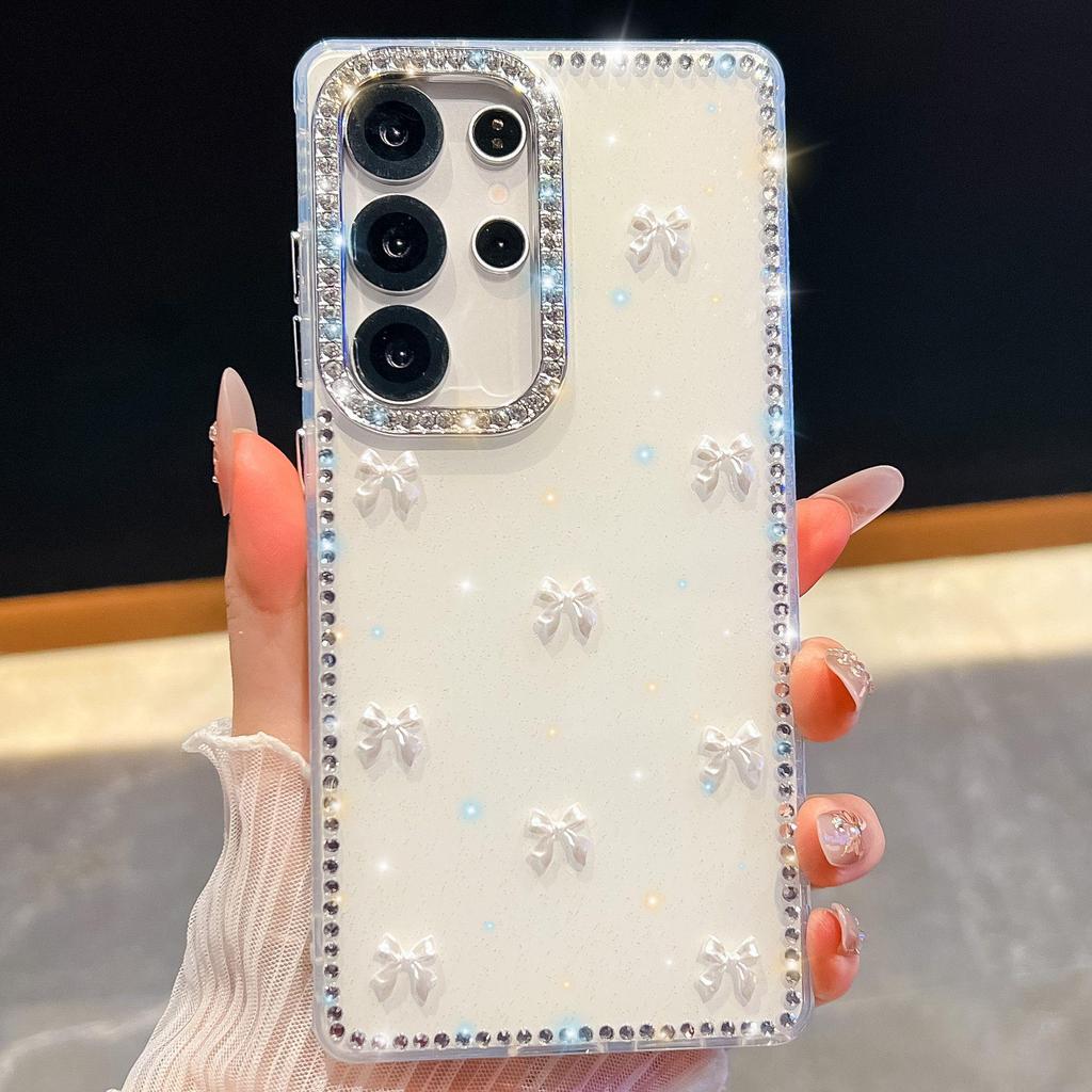 Samsung Galaxy A57 Glitzer Strass Schleife Handyhülle