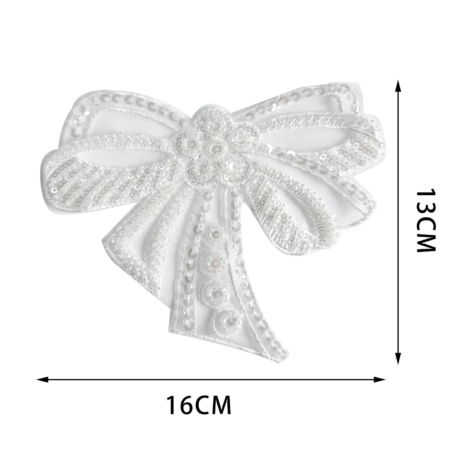 

Three-Dimensional Embroidery Bead Bow Lace Diy Handmade Dress Cloth Sticker TW16 white one
