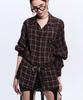 Aleseueseussi Rivet Zipper Check Shirt - Brown